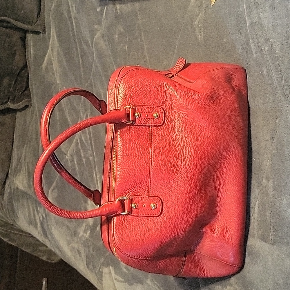 MICHAEL MICHAEL KORS Red Leather Large Bedford Tassel Satchel - Picture 3 of 5